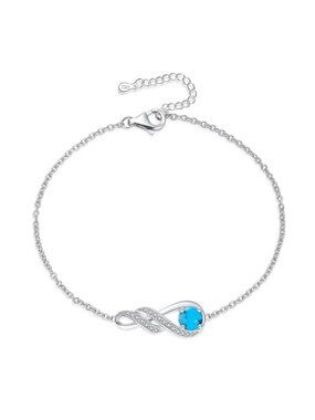 Sterling Silver Infinity Bracelet Turquoise Birthstone Adjustable Womens Jewelry
